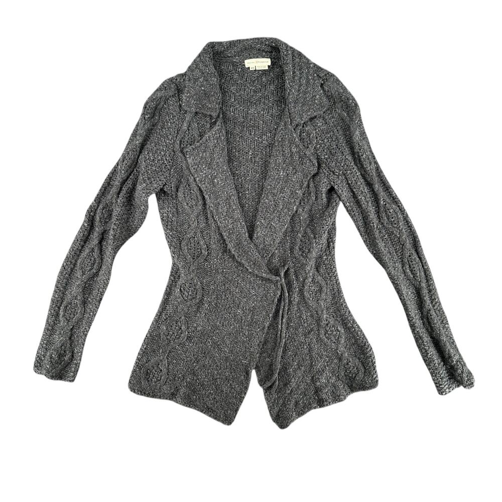 Royal Robbins Dark Gray Cozy Knit Open Cardigan Tie Front XS Wool Blend
